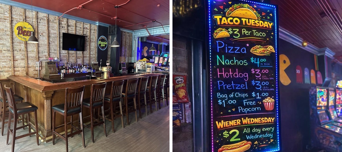 Patrick's Arcade Bar Menu